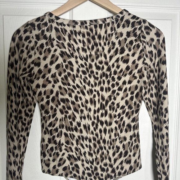 Banana Republic Factory Animal Print Bodysuit Thong Long Sleeve XS Cheetah Fall - Picture 6 of 9